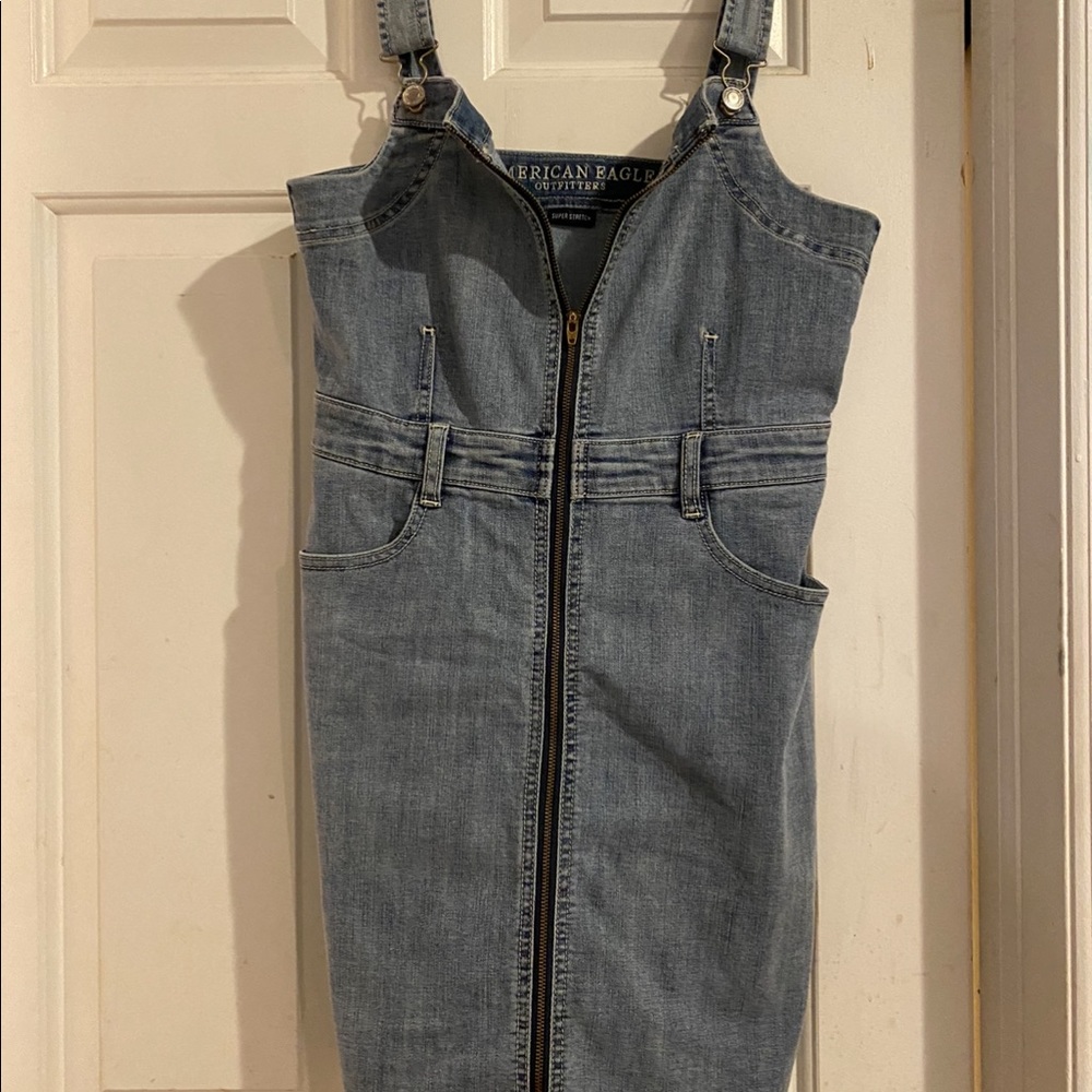Zip up denim dress